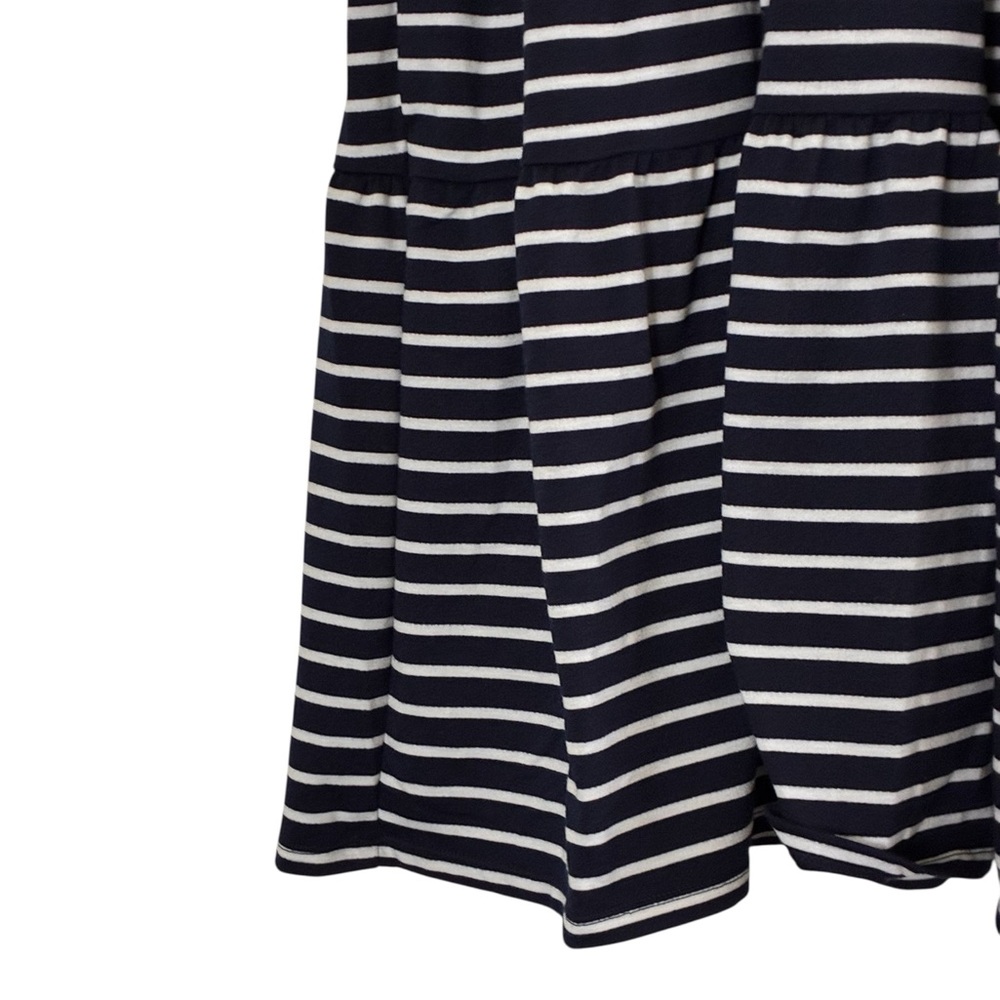 Nautica Jeans | Navy and white striped cotton collared v-neck tiered midi dress - Picture 6 of 14
